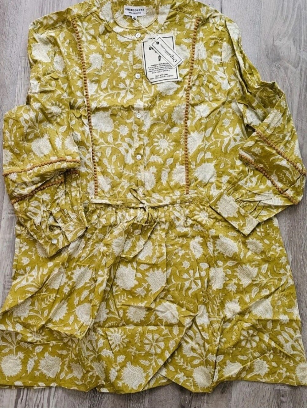 NWT Emerson Fry Josephine Tunic Top In Vintage Ochre Size M